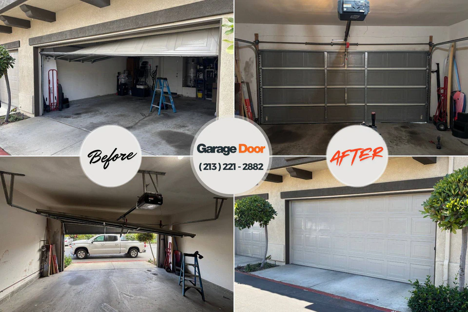 Before and after: garage door repair Grandwood Park, IL